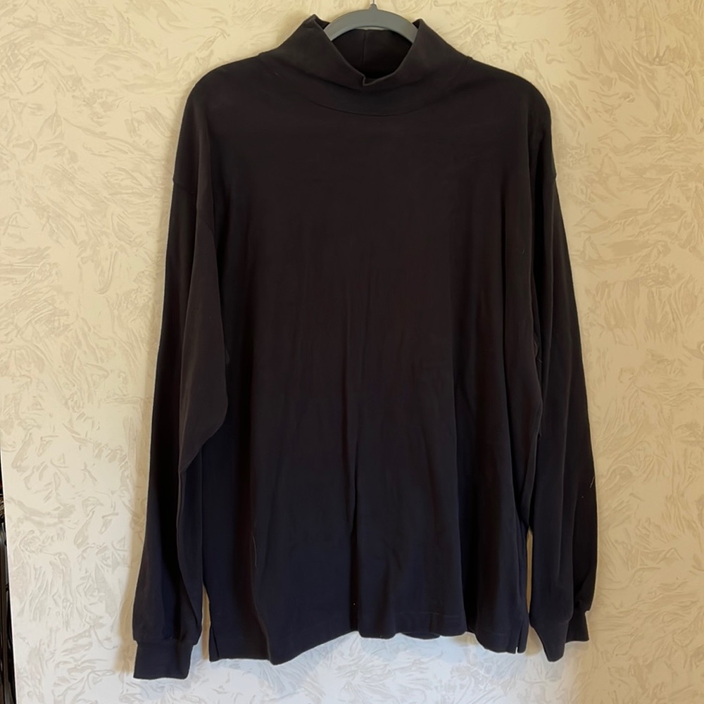 Land's End Black Soft & Cozy Mock Neck Long Sleeve Top Size XL